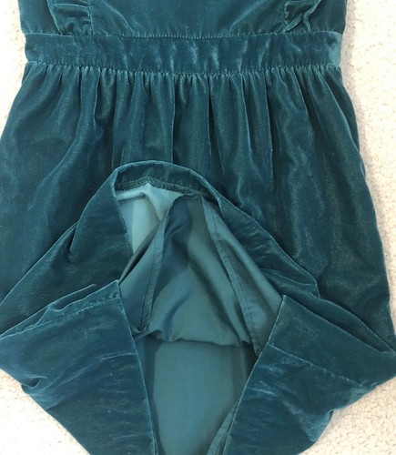 GYMBOREE size 6 Girls Sleeveless Green Velvet Pencil Dress Ruffle Bodice EUC - Picture 4 of 5