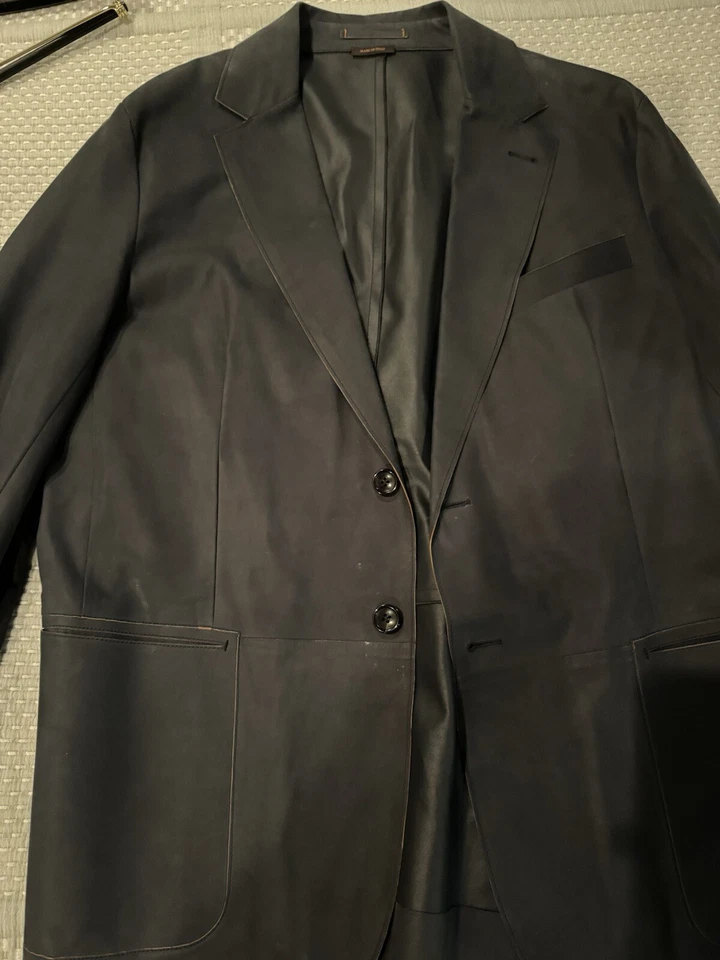 NUEVO CON ETIQUETAS Abrigo Chaqueta Blazer de Cuero Ermenegildo Zegna Alta Costura Talla 52EU/42/US
