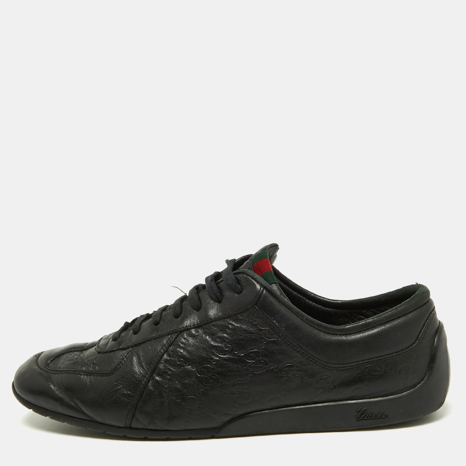 Baskets basses en cuir Gucci noir Guccisima taille 44,5