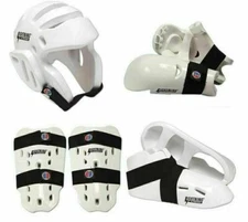 Proforce Sparring Gear Set Head Foot Hand Shin Pads Protective Foam Guards White