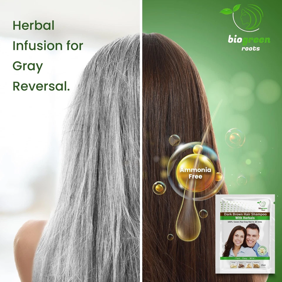 Champú para cabello a base de hierbas sin amoníaco y parabenos - Champú tinte para el cabello para mujeres... Foto 3 de 4