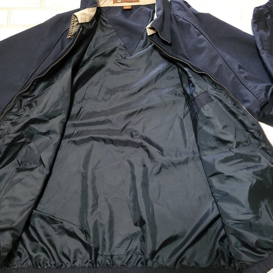 Harriton Navy Blue Microfiber Club Jacket Mens L Hyandai Logo Collared Full Zip - Image 4 of 4