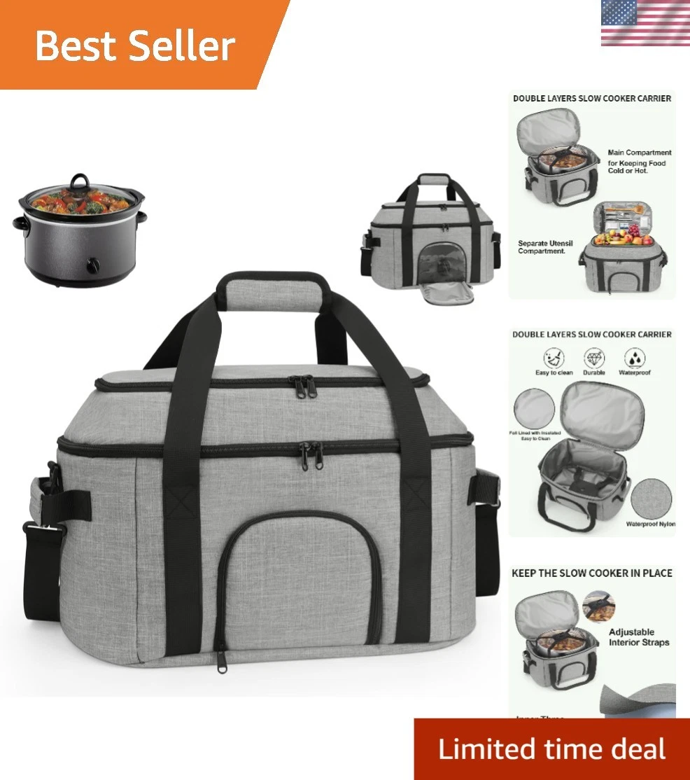 Slow Cooker Carrier Bag Double Layer for 6-8 Quart Portable Travel Case
Opens in a new window or tab