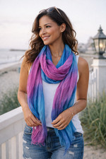 Extra Long Ombre Bandana Scarf Wrap Pink  Blue Lightweight Shawl Stole 33  x 88