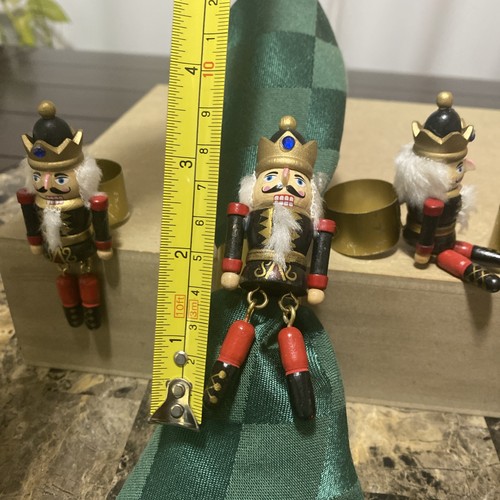 6 Pcs Christmas Nutcracker Wooden Jointed Napkin Rings Holiday Entertaining - Picture 6 of 11