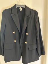 A New Day Women's XS Black Solid Double Breasted Lined Blazer w/ Pockets Short
