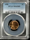 1950  1C RD Lincoln Wheat One Cent  PCGS MS65RD  57506498