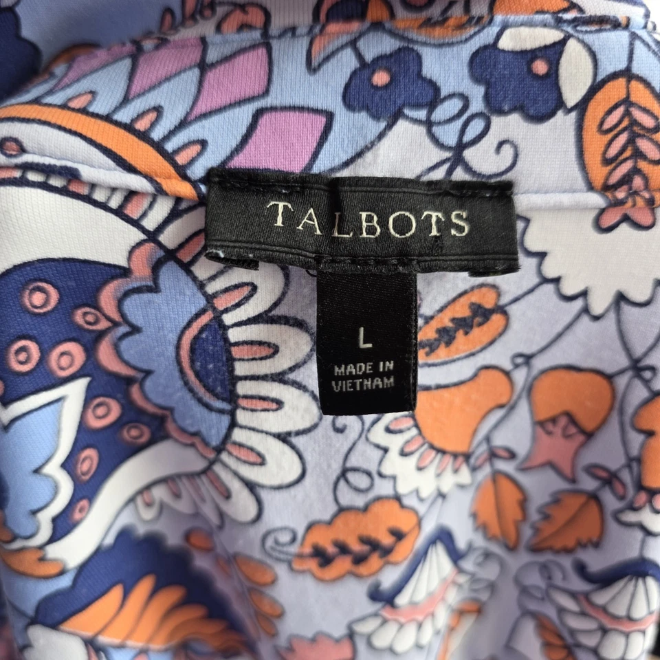 Vestido Camisa Midi Jersey Manga 3/4 Talbots Paisley Popover L Colorido Cuello Foto 4 de 4