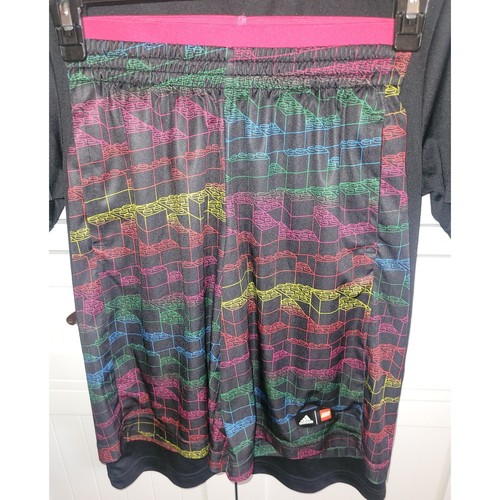 Adidas x Lego Primegreen Set Graphic Tee & Shorts Black Yellow Kids size S and M - Picture 2 of 8
