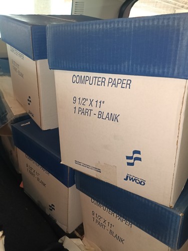 JWOD Computer Paper Blank Plain 9-1/2"x11" 3000 Sheet Ct for Dot Matrix Printer - 第 1/3 張圖片