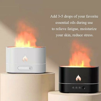 250ml USB Air Humidifier Essential Oil Aroma Diffuser 3D Flame Mist Home Decor