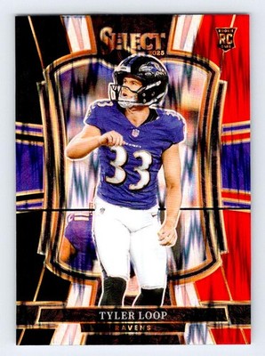 Tyler Loop Rookie 2025 Panini Select Black and Red Prizm Shock Baltimore Ravens