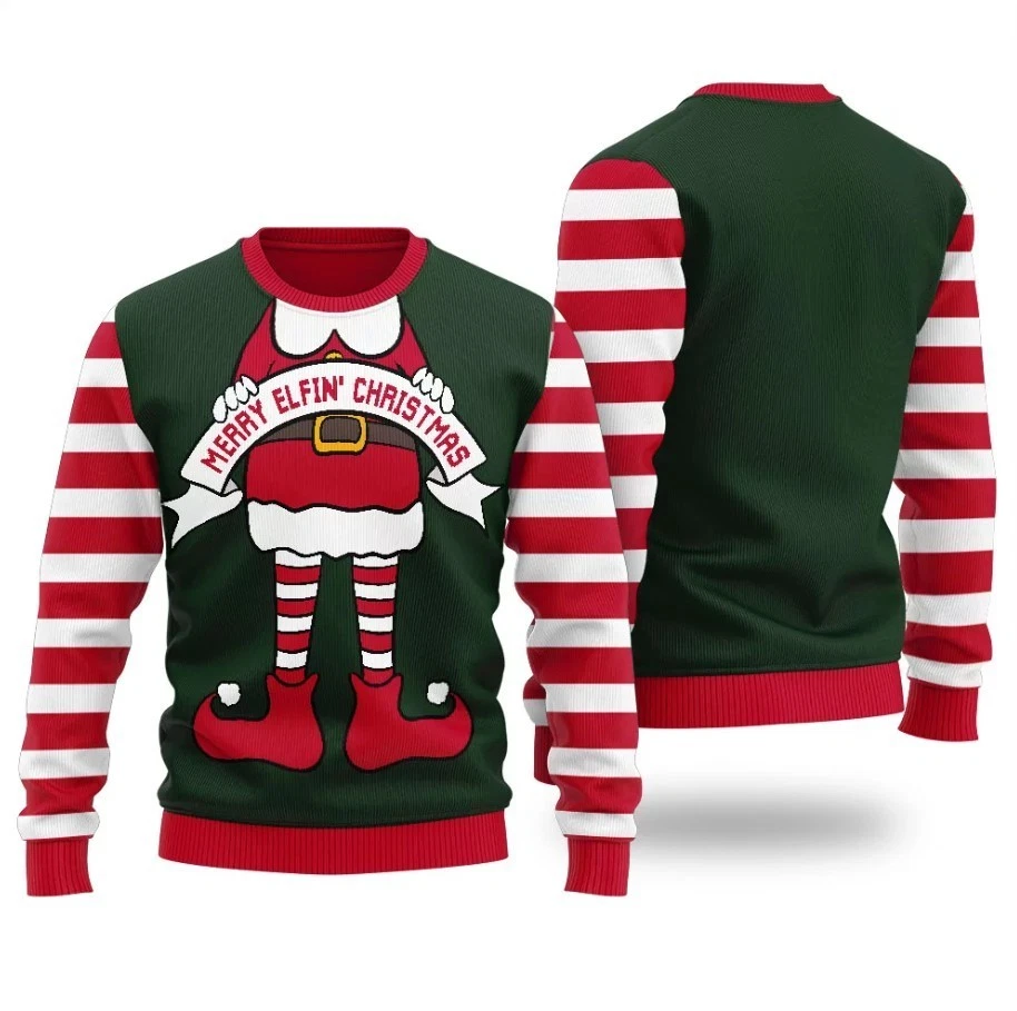 Tacky Christmas Elf Men’s Ugly Sweater