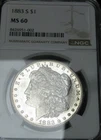 1883-S Morgan Dollar Silver ---- NGC MS-60 Semi PL Coin ---- #487C