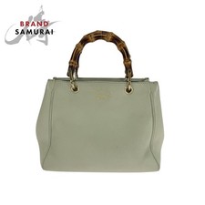 Excellent Condition GUCCI Bamboo Ivory Brown Gold Hardware Leather 368823 Handba