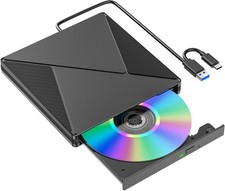 External CD DVD Drive, USB 3.0 and Type-C Portable CD DVD +/-RW Drive, DVD/CD RO