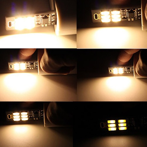 5x 6-LED USB Portable Keychain Lamp W/ Touch Dimming 1W 3200K Warm Light Part - Photo 7/8