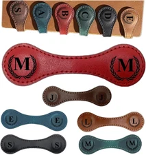 Custom Magnetic Leather Bookmark - Personalized Initials, Ideal Gift for Book Lo