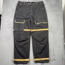 VINTAGE Girbaud Jeans Men 42 40x34 Black Baggy Cargo Shuttle Tape Francois Y2K