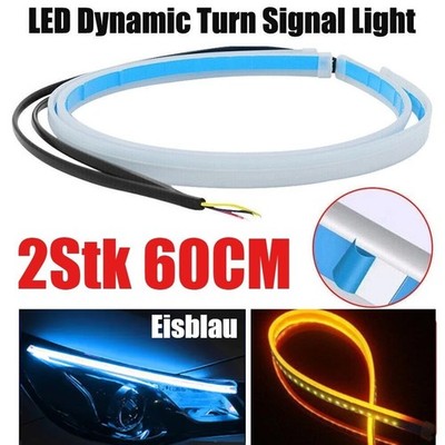 2X 60cm Auto LED Blinker Streifen DRL Scheinwerfer Tagfahrlicht Lampe Universal