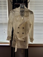 Chanel Vintage 2008 White Sport Logo Trench Coat Jacket 42