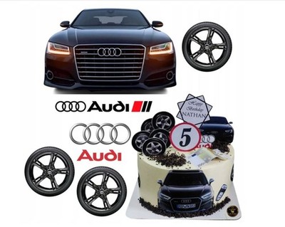 Audi Essbar Car Auto Party Tortenaufleger Torte  Geburstag Zuckermasse + TEXT