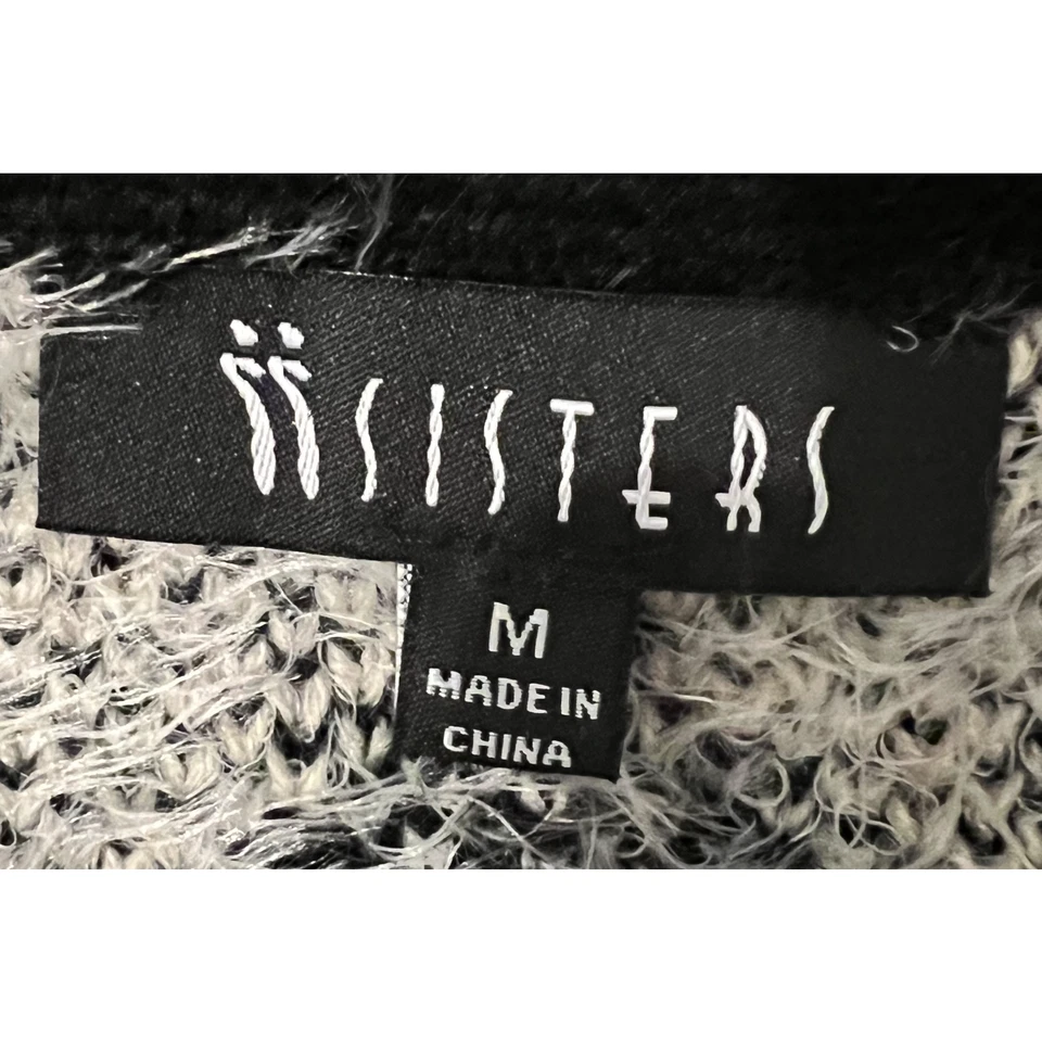 Suéter iiSisterx x Anthropologie Mujer Talla M Negro Blanco Cárdigan Cierre Foto 2 de 4