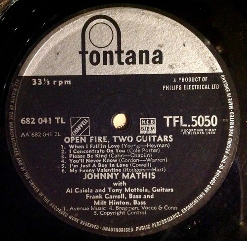 Johnny Mathis - Open Fire, Two Guitars (LP, Mono, Fli) - Bild 4 von 5