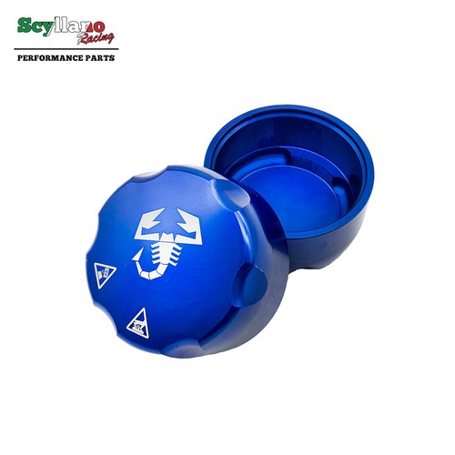 Blaue Aluminium Kappe Abdeckung auf Ausgleichsbehälter für Abarth 500 595 695 / Grande Punto - Bild 1 von 6