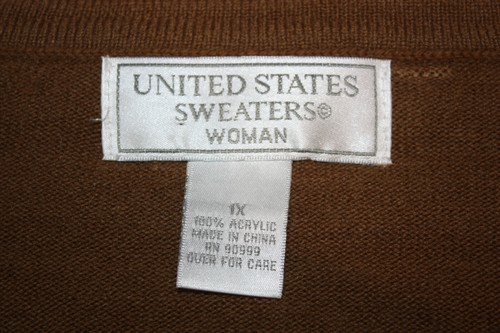 United States Sweaters Sz 1X Brown with Floral Embroidery Pullover Sweater - Picture 7 of 7