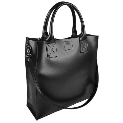 Damen ECHT Leder Handtasche schwarz Beuteltasche Schultertasche Büro Umhängetasche - Bild 6 von 22