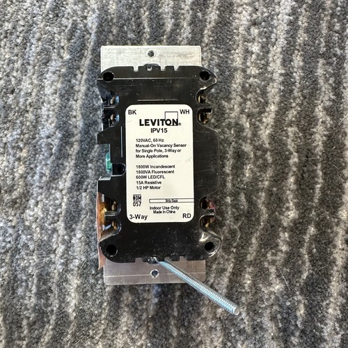 Leviton Sensor Manual On Vacancy Sensor Switch for Single Pole 3 Way 120VAC PV15 - Picture 2 of 7