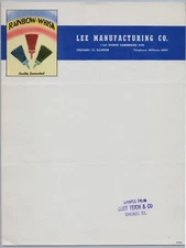 1940s Lee Manufacturing Co Letterhead Chicago IL Rainbow Whisk Brushes Brooms