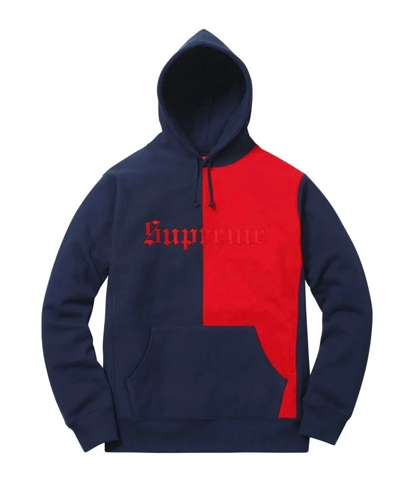 Sweat à capuche FW17 Supreme Split ancien anglais moyen marine pull à capuche neuf