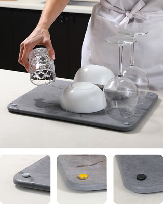 #ad Drying Stone Counter Dish Drying Diatomaceous Earth 3 Sets of Non Slip Feet $12.99