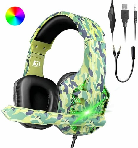 Auriculares para juegos Auriculares LED USB con cable para PC Laptop PS4 Computadora MAC con micrófono - Imagen 18 de 20