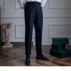 <!--F#f_0-->Men's Gurkha Pant Herringbone High Waist Tapered Leg Adjustable Waist Trousers<!--F/-->