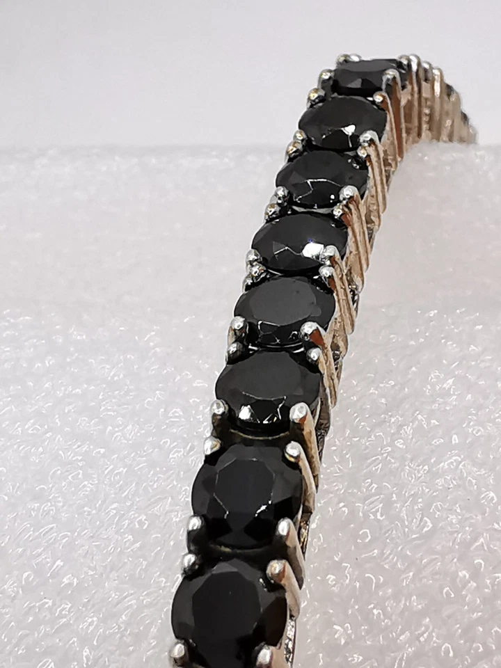Zeitlose Schöne Schwarze Spinell Edelstein Armband Silber 925 - Bild 4 von 4