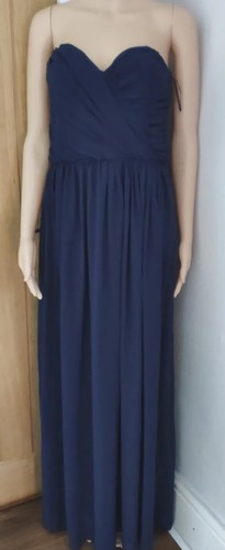 New Navy Chiffon Maxi Prom Dress Size 14 ASOS