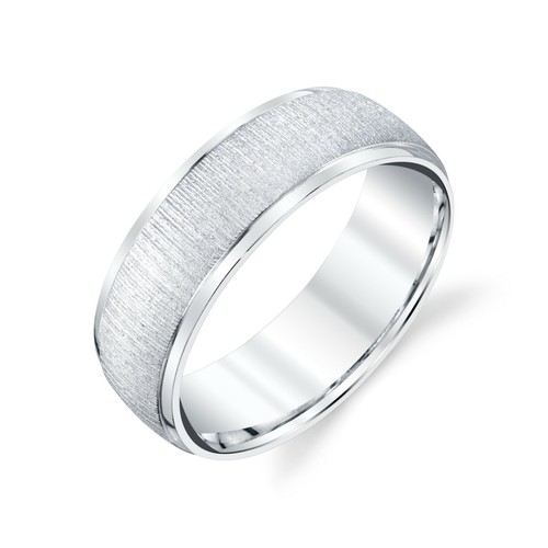 Platinum 14k 10k silver white yellow rose gold wedding band ring satin mens 7mm - Picture 4 of 8