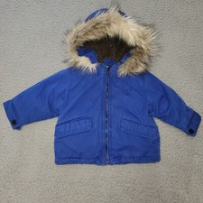 Baby Burberry Size 9M Duck Down Coat w/ Removable Faux Fur Kids Childrens Jacket