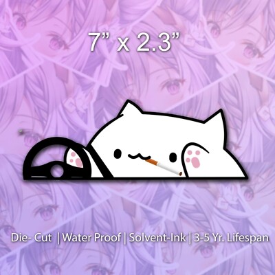 Bongo Cat Meme Peeker Peeking Anime Kawaii Vinyl Sticker Car Decal Bumper 