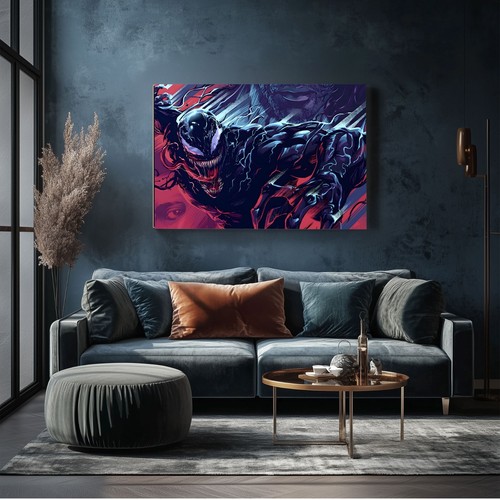 Venom Marvel Spiderman Comic Art Print Framed Canvas Wall Art Venom Wall Hanging - Picture 11 of 13