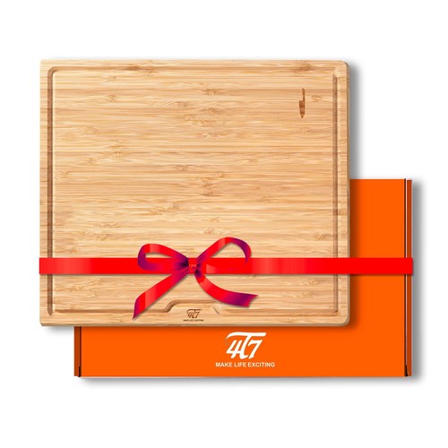 BAMBOO CUTTING BOARD FOR KITCHEN CHOPPING BOARD WITH JUICE GROOVE AND HANDLES CH