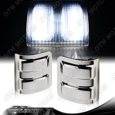 For Ford F250 F350 Super duty Chrome Side Mirror White LED Running Signal Lights