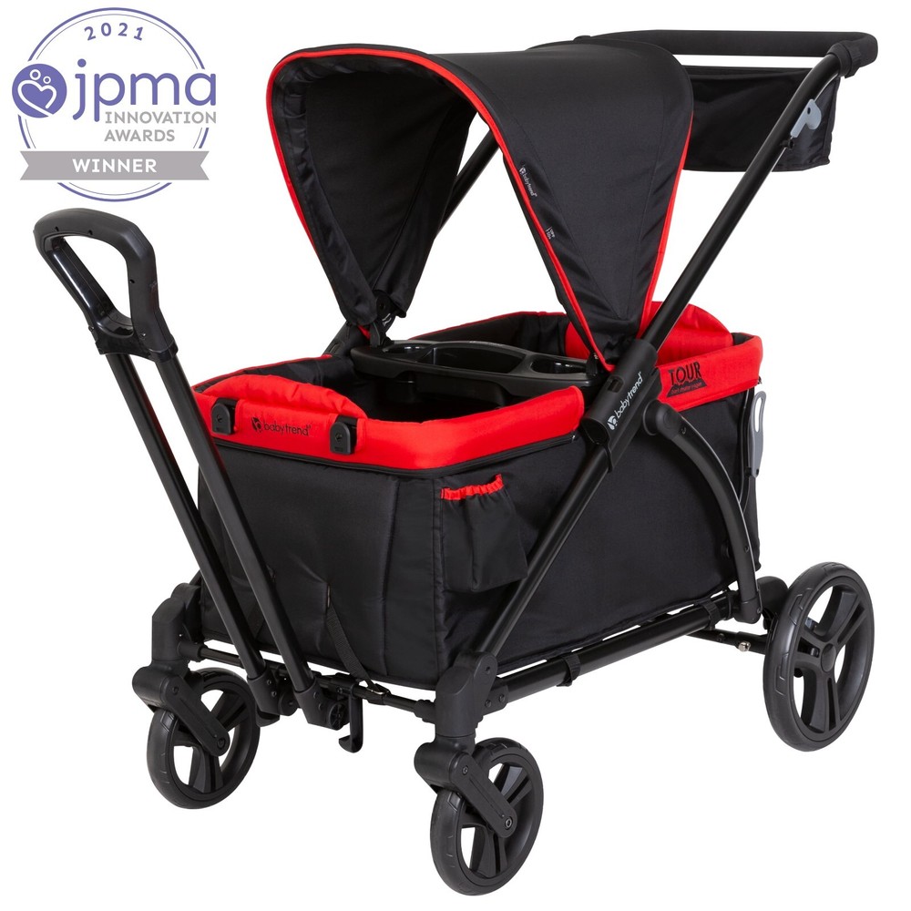 New Tour 2-In-1 Stroller Wagon - Mars Red - Red,Extra-Large Ratcheting Canopy