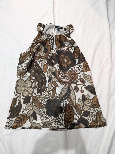 Rafaella Sleeveless Elegant Sheer Blouse with Floral Pattern Size Small