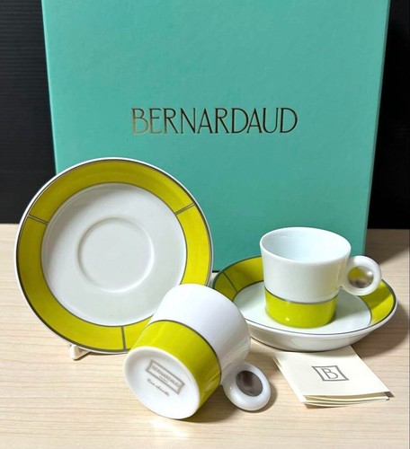 Bernardaud Limoges Riva Absinthe Demitasse Cup Saucer Pair Set - Picture 2 of 11