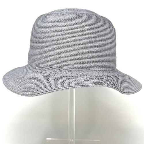 no32 - Vintage Patricia Underwood Crystal Gray Raffia Sun Hat sz M - Picture 4 of 8