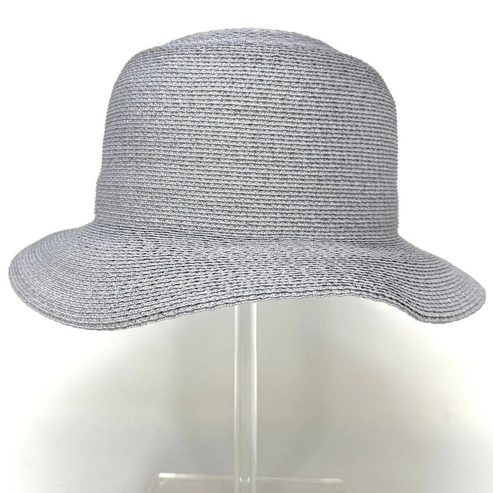 nº32 - Sombrero de sol Patricia Underwood gris cristal rafia vintage talla M Foto 4 de 4